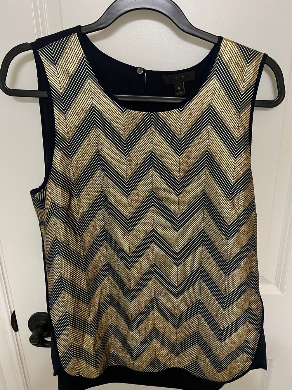 J. Crew Chevron Metallic Shell in Gold and Black